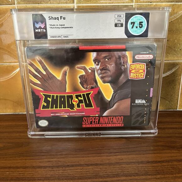 Shaq Fu Enforcer Of Justice 1994 Super Nintendo WATA Graded 7.5 CIB SNS P AQFE - Picture 1 of 5